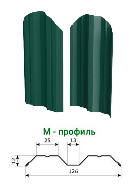 Металлический штакетник М-образный, двухсторон. Н-1.5м, зеленый (RAL 6005) Металлический штакетник М-образный, двухсторон. Н-1.5м, зеленый (RAL 6005)